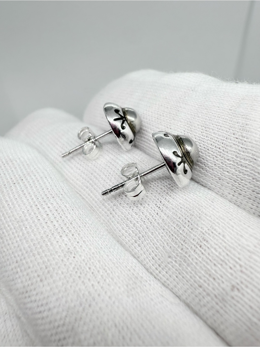 Sterling Silver Two-Tone Dome Stud Earrings - Silver & Gold Accent - Picture 9 of 14